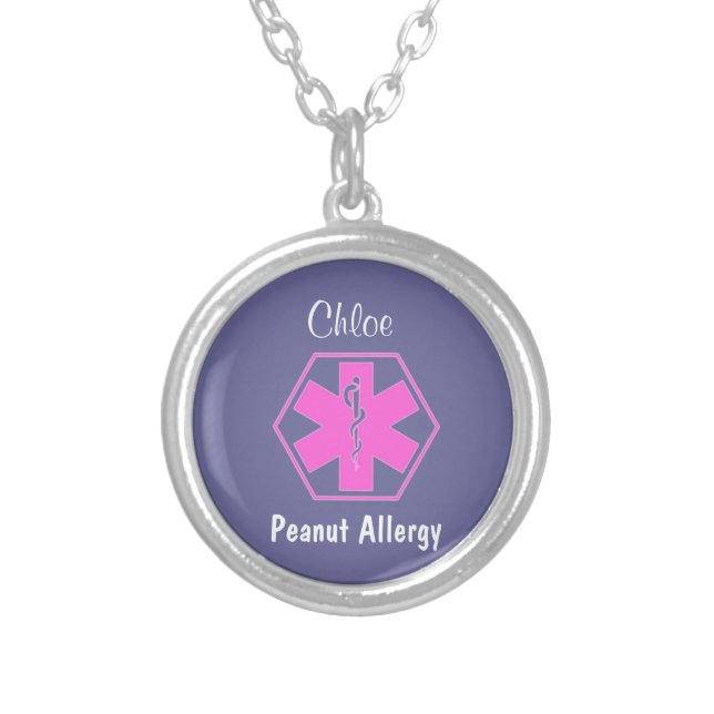 Customizable Medical alert necklace Allergy alert (Front)
