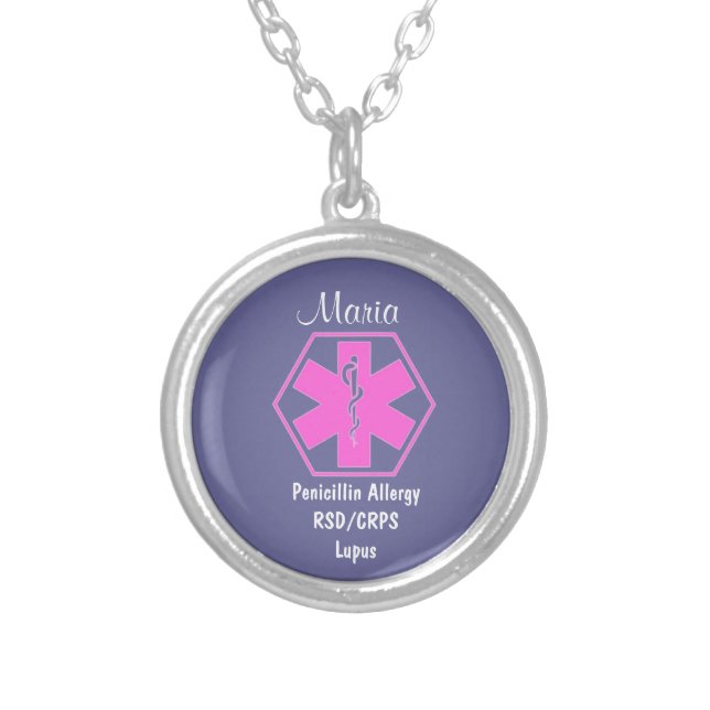 Customizable Medical alert necklace Allergy alert (Front)