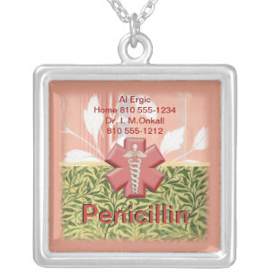 ☤Customizable Medical Alert Silver Plated Necklace