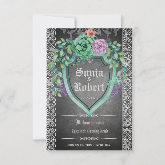 Customizable Medieval Celtic Floral invitation (Front)