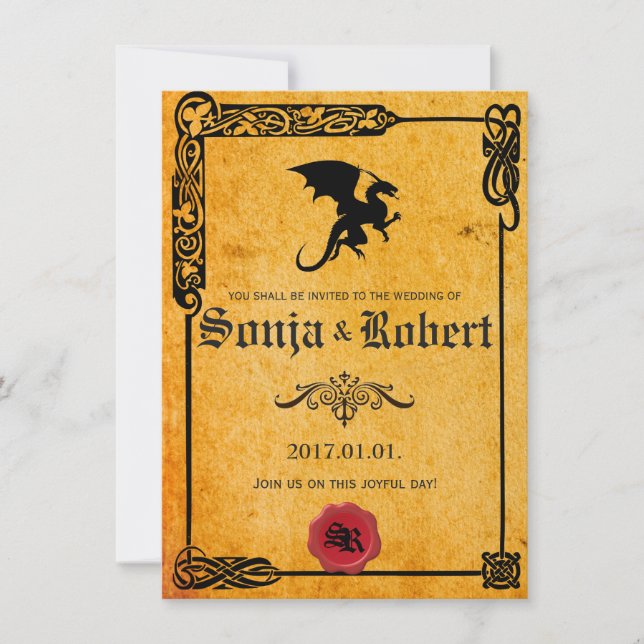 Customizable Medieval Celtic wedding invitation (Front)