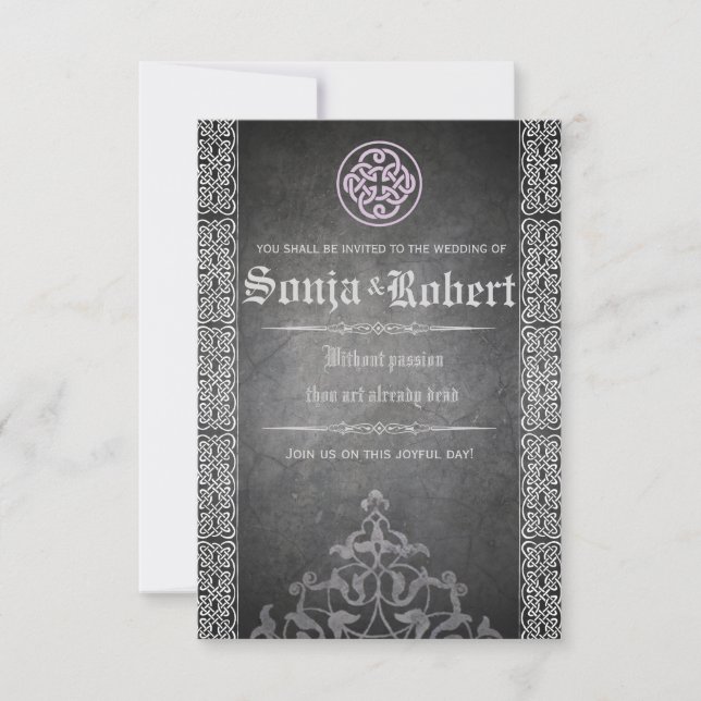Customizable Medieval Celtic wedding invitation pk (Front)