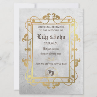 Customizable Medieval Concrete&Gold Invitation