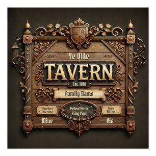 Customizable Medieval Tavern Glossy Poster