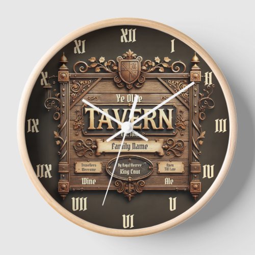 Customizable Medieval Tavern Wall Clock