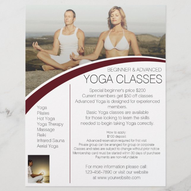Customizable meditation Yoga class flyers (Front)