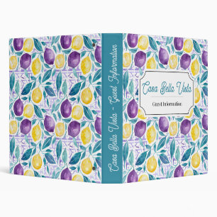 Customizable Mediterranean Lemon Guest Information 3 Ring Binder