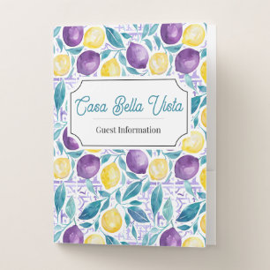 Customizable Mediterranean Lemon Guest Information Pocket Folder