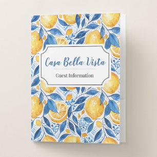 Customizable Mediterranean Lemon Guest Information Pocket Folder