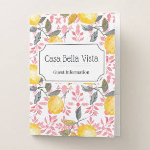 Customizable Mediterranean Lemon Guest Information Pocket Folder