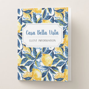 Customizable Mediterranean Lemon Guest Information Pocket Folder