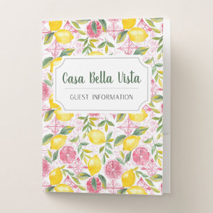 Customizable Mediterranean Lemon Guest Information Pocket Folder