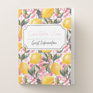 Customizable Mediterranean Lemon Guest Information Pocket Folder