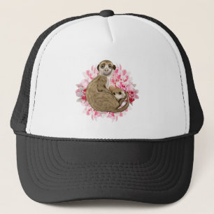 Customizable Meerkat Momma and Baby Trucker Hat