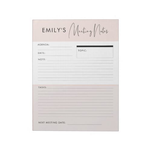 Customizable Meeting Notes Memo Planner Notepad