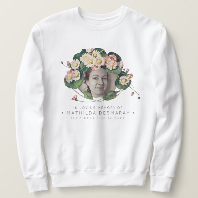 Customizable Memorial Art Nouveau Daisies Light Sweatshirt (Design Front)