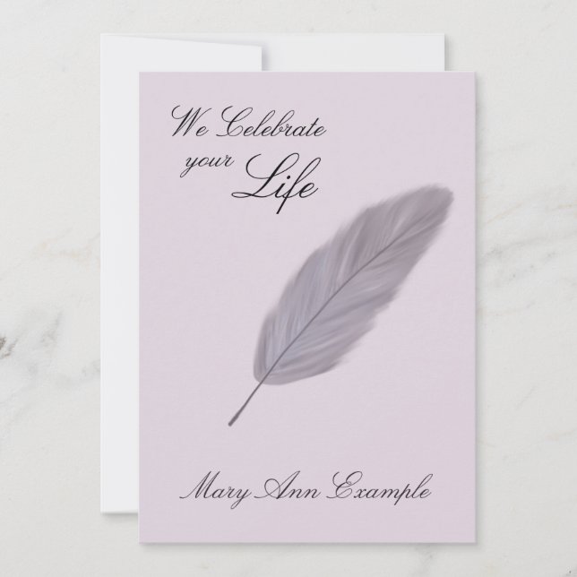 Customizable Memorial / Living Funeral (Feather) Invitation (Front)