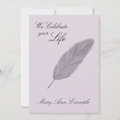 Customizable Memorial  Living Funeral Feather Invitation