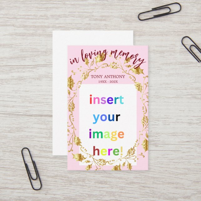 Customizable Memorial Photo Funeral Prayer Card (Front/Back In Situ)