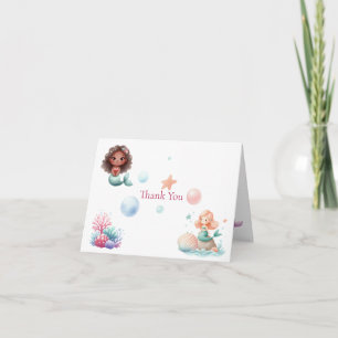 Customizable Mermaid Birthday Girls Thank You Card