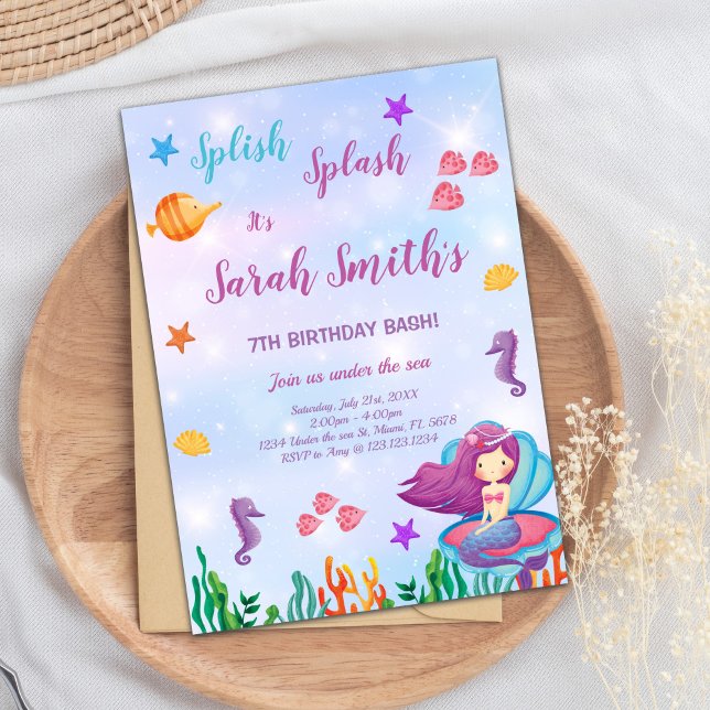 Customizable Mermaid Birthday Invitation (Creator Uploaded)
