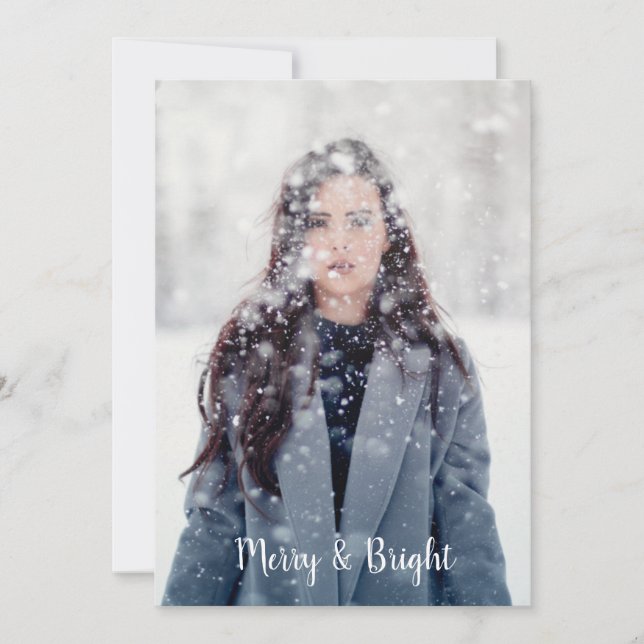 Customizable Merry and Bright Boho Feathers Holiday Card (Front)