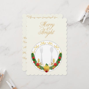 Customizable Merry & Bright Christmas Dinner Invitation