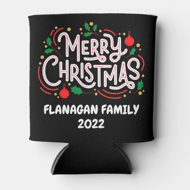 Customizable Merry Christmas Can Cooler (Front)