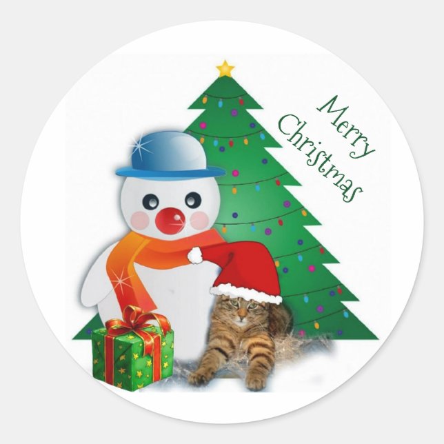 Customizable  Merry Christmas Classic Sticker (Front)
