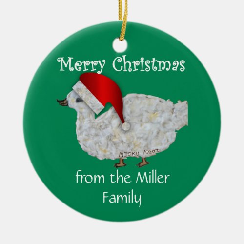 Customizable Merry Christmas Duck Circle Ornament