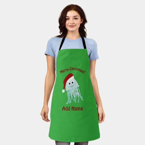 Customizable Merry Christmas Jellyfish Apron