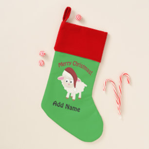 Customizable Merry Christmas Lamb Small Christmas  Stocking