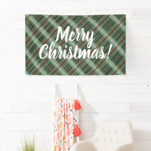 Customizable Merry Christmas Plaid Banner