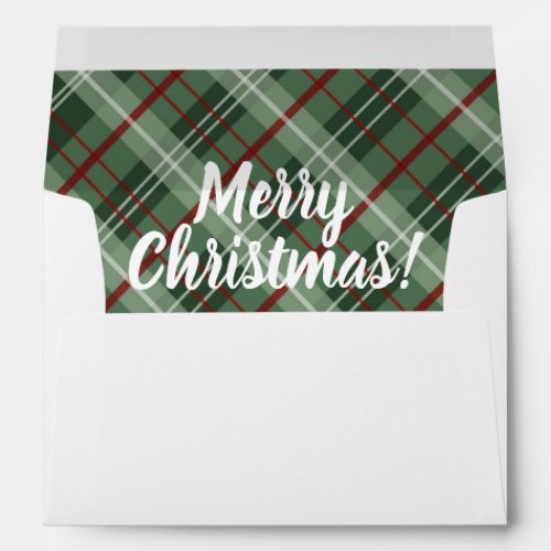 Customizable Merry Christmas Plaid Envelope