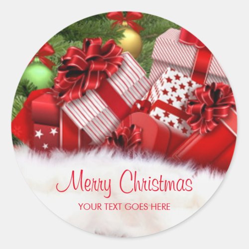 Customizable Merry Christmas Text Gifts Template Classic Round Sticker