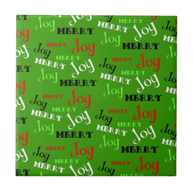 Customizable Merry Joy Christmas Ceramic Tile (Front)