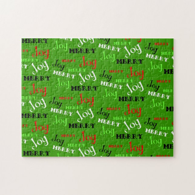 Customizable Merry Joy Christmas Jigsaw Puzzle (Horizontal)