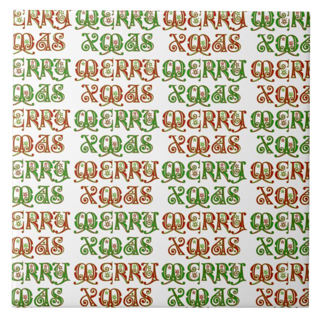 Customizable Merry Xmas Ceramic Tile (Front)
