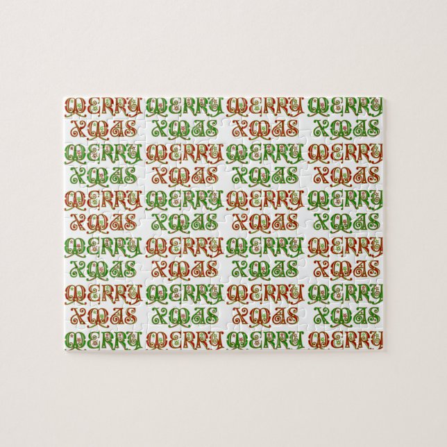 Customizable Merry Xmas Jigsaw Puzzle (Horizontal)