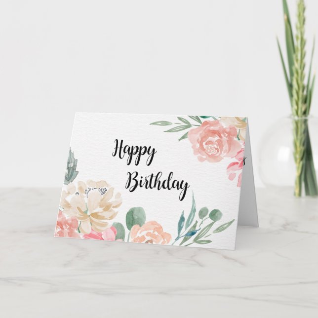 Customizable message Birthday Card watercolor (Front)