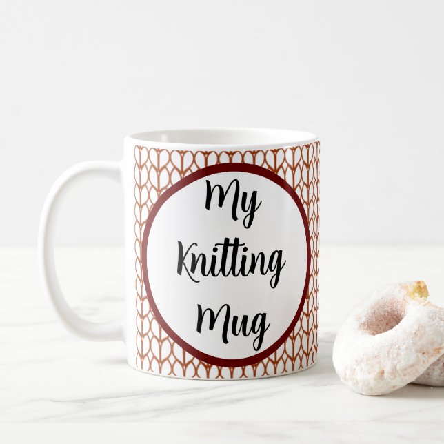 Customizable Message Knitting  Coffee Mug (With Donut)