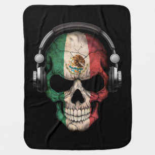Customizable Mexican Dj Skull with Headphones Receiving Blanket