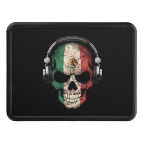 Customizable Mexican Dj Skull with Headphones Trailer Hitch Cover