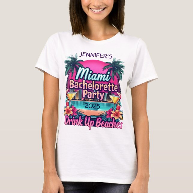Customizable Miami Bachelorette Party T-Shirt  (Front)