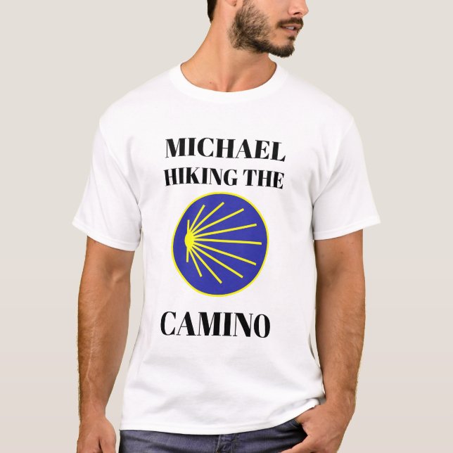 Customizable "Michael Hiking the Camino" T-Shirt (Front)
