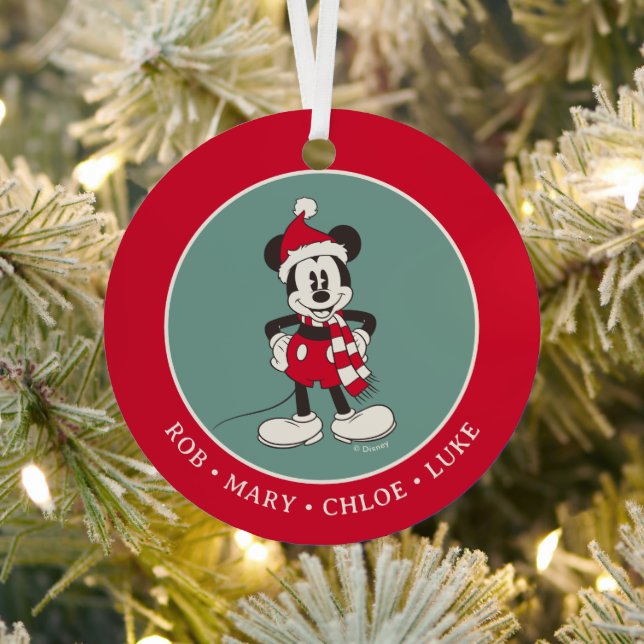 Customizable Mickey Mouse Christmas Family Metal Ornament (Insitu)