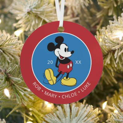 Customizable Mickey Mouse Classic Family Christmas Metal Ornament