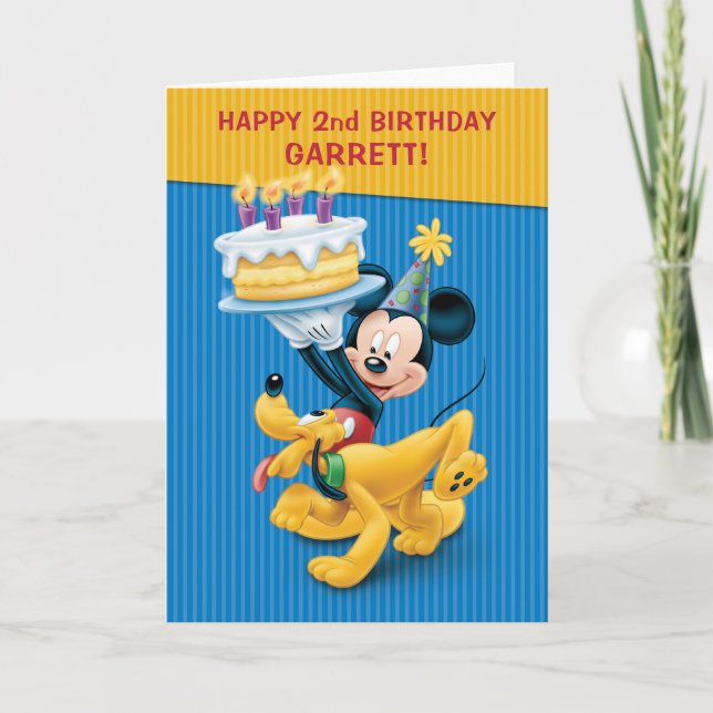 Customizable Mickey & Pluto Birthday Celebration  Card (Front)
