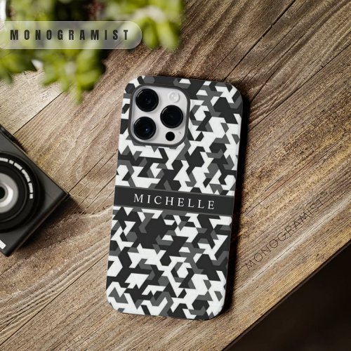 Customizable Military White Black Grey Geometric  Case_Mate iPhone 14 Pro Max Case