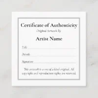 Miniature Fillable Certificate of Authenticity Cards for 